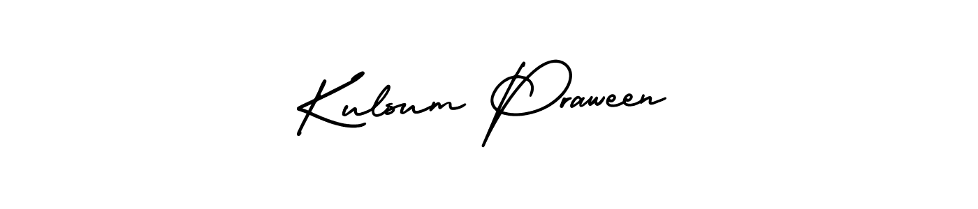 How to make Kulsum Praween signature? AmerikaSignatureDemo-Regular is a professional autograph style. Create handwritten signature for Kulsum Praween name. Kulsum Praween signature style 3 images and pictures png