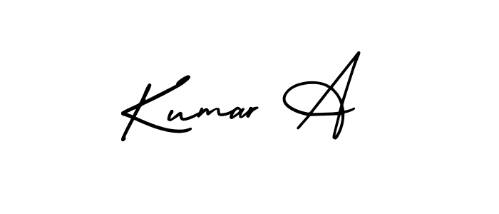 How to make Kumar A name signature. Use AmerikaSignatureDemo-Regular style for creating short signs online. This is the latest handwritten sign. Kumar A signature style 3 images and pictures png