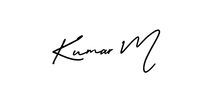 How to make Kumar M name signature. Use AmerikaSignatureDemo-Regular style for creating short signs online. This is the latest handwritten sign. Kumar M signature style 3 images and pictures png