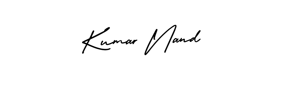 You should practise on your own different ways (AmerikaSignatureDemo-Regular) to write your name (Kumar Nand) in signature. don't let someone else do it for you. Kumar Nand signature style 3 images and pictures png