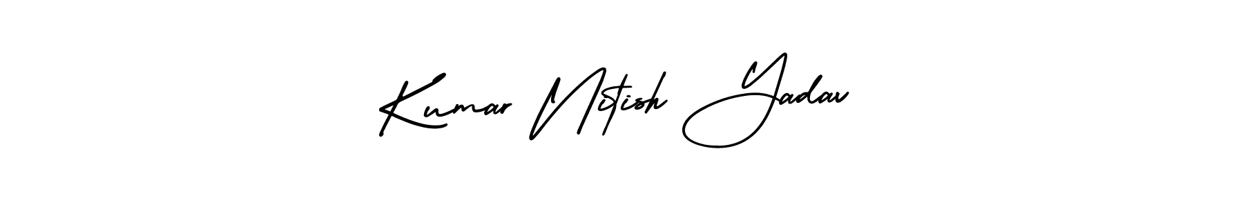 The best way (AmerikaSignatureDemo-Regular) to make a short signature is to pick only two or three words in your name. The name Kumar Nitish Yadav include a total of six letters. For converting this name. Kumar Nitish Yadav signature style 3 images and pictures png