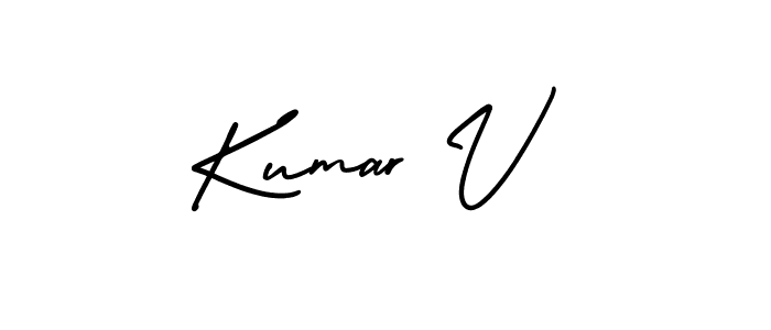 The best way (AmerikaSignatureDemo-Regular) to make a short signature is to pick only two or three words in your name. The name Kumar V include a total of six letters. For converting this name. Kumar V signature style 3 images and pictures png