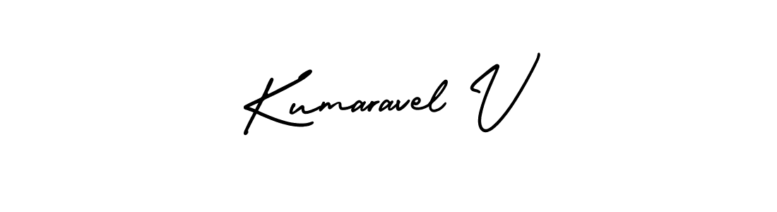 How to make Kumaravel V name signature. Use AmerikaSignatureDemo-Regular style for creating short signs online. This is the latest handwritten sign. Kumaravel V signature style 3 images and pictures png