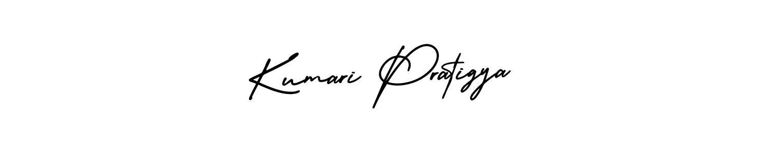 How to make Kumari Pratigya name signature. Use AmerikaSignatureDemo-Regular style for creating short signs online. This is the latest handwritten sign. Kumari Pratigya signature style 3 images and pictures png