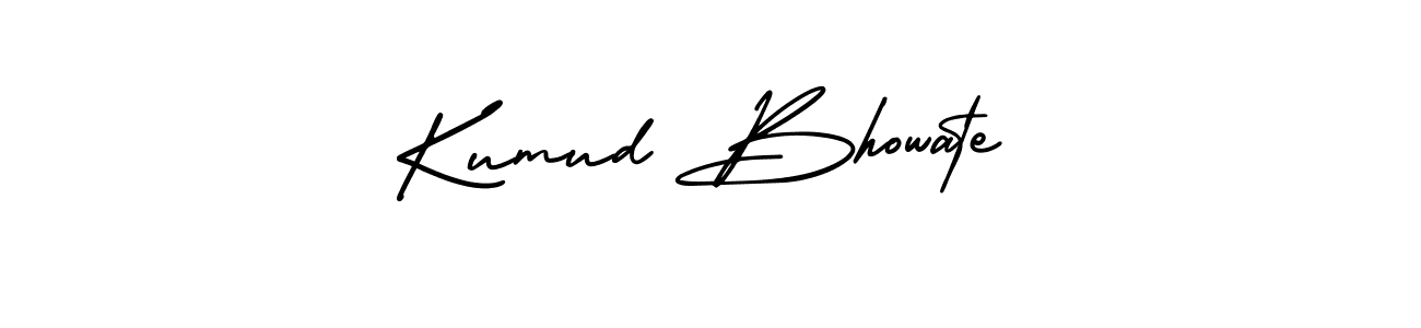 You should practise on your own different ways (AmerikaSignatureDemo-Regular) to write your name (Kumud Bhowate) in signature. don't let someone else do it for you. Kumud Bhowate signature style 3 images and pictures png