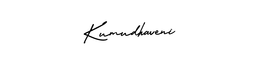 Similarly AmerikaSignatureDemo-Regular is the best handwritten signature design. Signature creator online .You can use it as an online autograph creator for name Kumudhaveni. Kumudhaveni signature style 3 images and pictures png