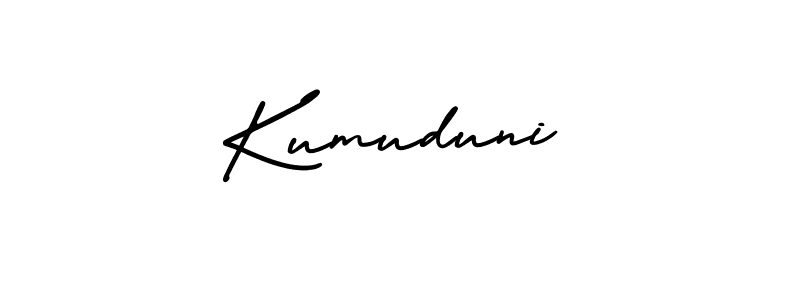 How to make Kumuduni name signature. Use AmerikaSignatureDemo-Regular style for creating short signs online. This is the latest handwritten sign. Kumuduni signature style 3 images and pictures png