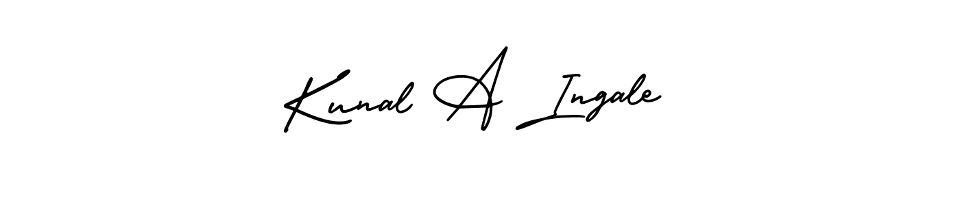 You should practise on your own different ways (AmerikaSignatureDemo-Regular) to write your name (Kunal A Ingale) in signature. don't let someone else do it for you. Kunal A Ingale signature style 3 images and pictures png