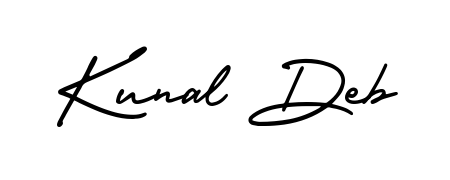 A sleek calligraphic signature for name Kunal Deb utilizing AmerikaSignatureDemo-Regular styling. Great for adding personal signatures to photos and art. Kunal Deb signature style 3 images and pictures png