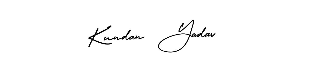 The best way (AmerikaSignatureDemo-Regular) to make a short signature is to pick only two or three words in your name. The name Kundan  Yadav include a total of six letters. For converting this name. Kundan  Yadav signature style 3 images and pictures png
