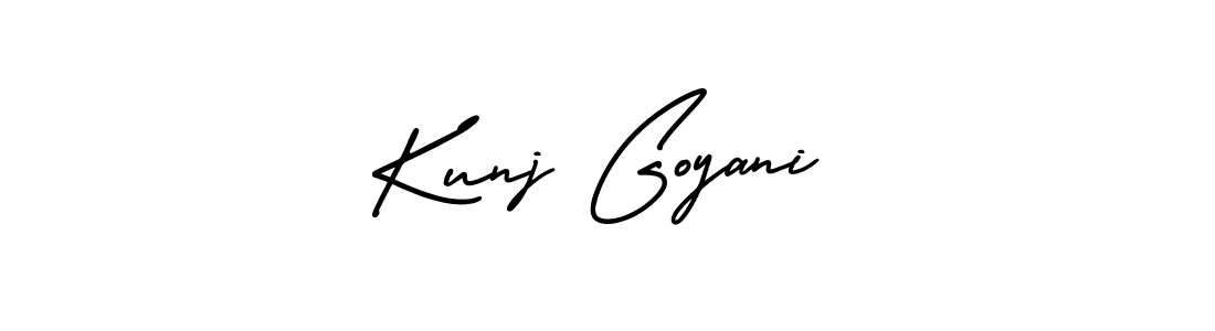 The best way (AmerikaSignatureDemo-Regular) to make a short signature is to pick only two or three words in your name. The name Kunj Goyani include a total of six letters. For converting this name. Kunj Goyani signature style 3 images and pictures png