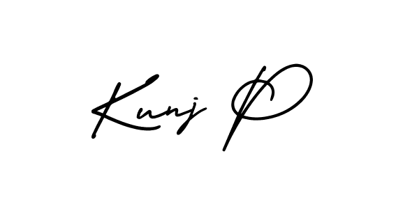 Similarly AmerikaSignatureDemo-Regular is the best handwritten signature design. Signature creator online .You can use it as an online autograph creator for name Kunj P. Kunj P signature style 3 images and pictures png