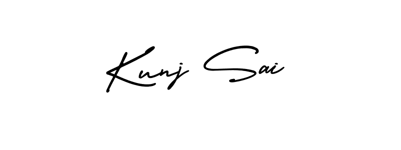 if you are searching for the best signature style for your name Kunj Sai. so please give up your signature search. here we have designed multiple signature styles  using AmerikaSignatureDemo-Regular. Kunj Sai signature style 3 images and pictures png