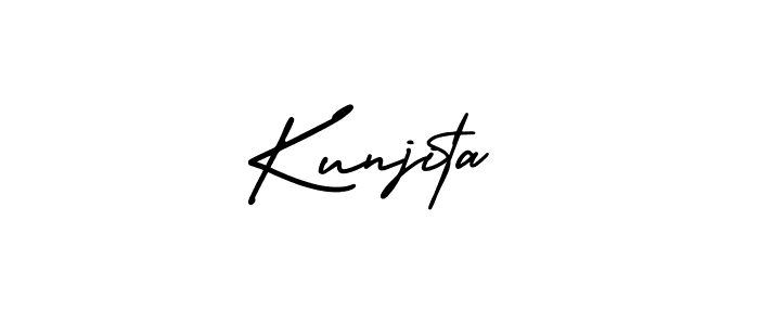 The best way (AmerikaSignatureDemo-Regular) to make a short signature is to pick only two or three words in your name. The name Kunjita include a total of six letters. For converting this name. Kunjita signature style 3 images and pictures png