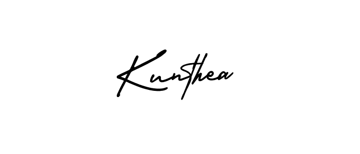 The best way (AmerikaSignatureDemo-Regular) to make a short signature is to pick only two or three words in your name. The name Kunthea include a total of six letters. For converting this name. Kunthea signature style 3 images and pictures png