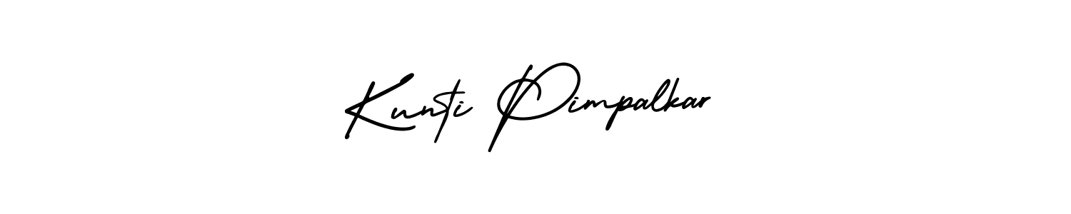 The best way (AmerikaSignatureDemo-Regular) to make a short signature is to pick only two or three words in your name. The name Kunti Pimpalkar include a total of six letters. For converting this name. Kunti Pimpalkar signature style 3 images and pictures png