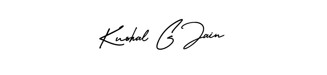 You should practise on your own different ways (AmerikaSignatureDemo-Regular) to write your name (Kushal G Jain) in signature. don't let someone else do it for you. Kushal G Jain signature style 3 images and pictures png