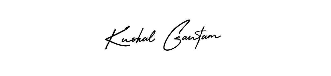 You should practise on your own different ways (AmerikaSignatureDemo-Regular) to write your name (Kushal Gautam) in signature. don't let someone else do it for you. Kushal Gautam signature style 3 images and pictures png