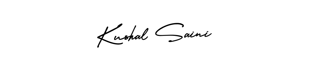 The best way (AmerikaSignatureDemo-Regular) to make a short signature is to pick only two or three words in your name. The name Kushal Saini include a total of six letters. For converting this name. Kushal Saini signature style 3 images and pictures png