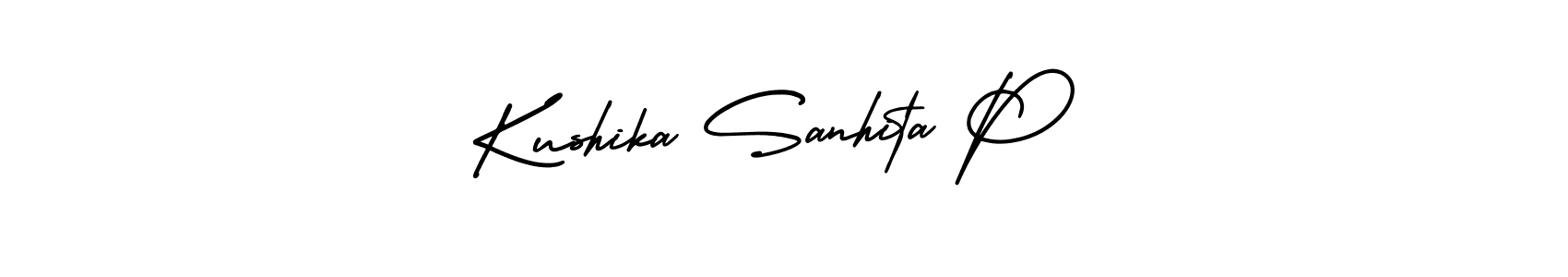 Make a beautiful signature design for name Kushika Sanhita P. With this signature (AmerikaSignatureDemo-Regular) style, you can create a handwritten signature for free. Kushika Sanhita P signature style 3 images and pictures png