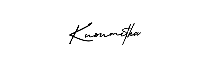 How to make Kusumitha signature? AmerikaSignatureDemo-Regular is a professional autograph style. Create handwritten signature for Kusumitha name. Kusumitha signature style 3 images and pictures png