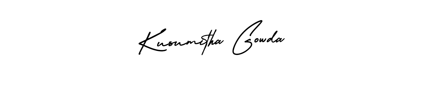 Make a short Kusumitha Gowda signature style. Manage your documents anywhere anytime using AmerikaSignatureDemo-Regular. Create and add eSignatures, submit forms, share and send files easily. Kusumitha Gowda signature style 3 images and pictures png