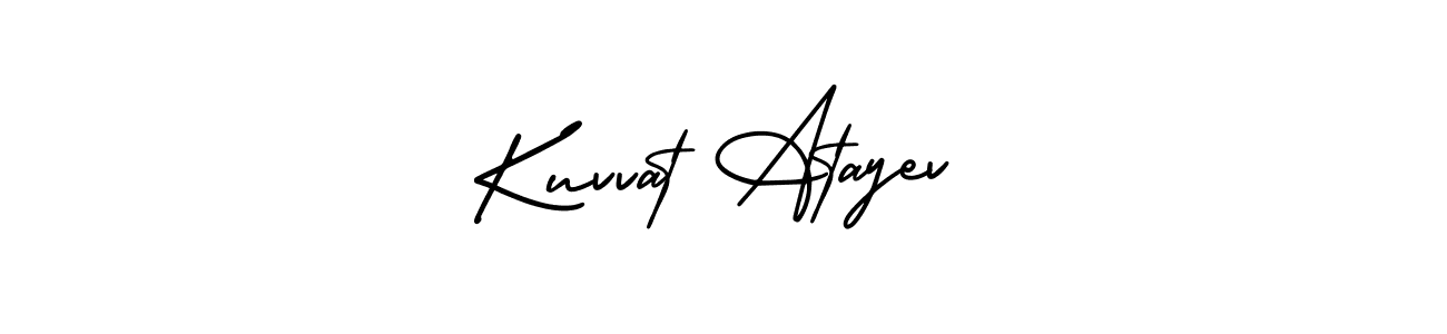 You should practise on your own different ways (AmerikaSignatureDemo-Regular) to write your name (Kuvvat Atayev) in signature. don't let someone else do it for you. Kuvvat Atayev signature style 3 images and pictures png