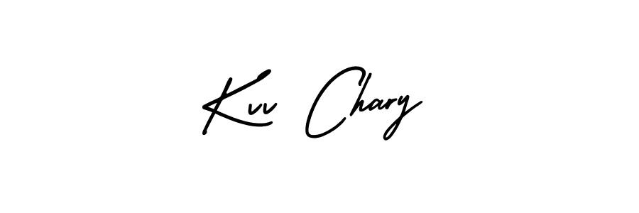 You should practise on your own different ways (AmerikaSignatureDemo-Regular) to write your name (Kvv Chary) in signature. don't let someone else do it for you. Kvv Chary signature style 3 images and pictures png