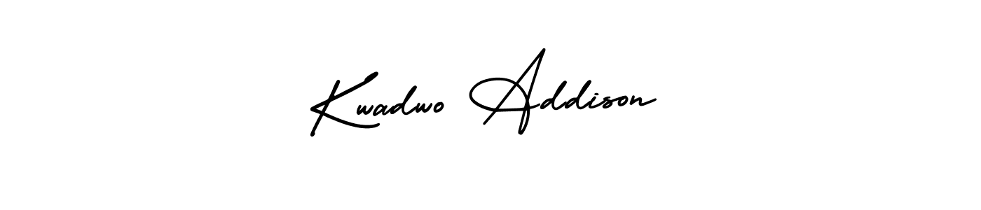 The best way (AmerikaSignatureDemo-Regular) to make a short signature is to pick only two or three words in your name. The name Kwadwo Addison include a total of six letters. For converting this name. Kwadwo Addison signature style 3 images and pictures png