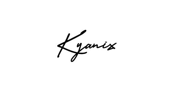 You should practise on your own different ways (AmerikaSignatureDemo-Regular) to write your name (Kyanix) in signature. don't let someone else do it for you. Kyanix signature style 3 images and pictures png