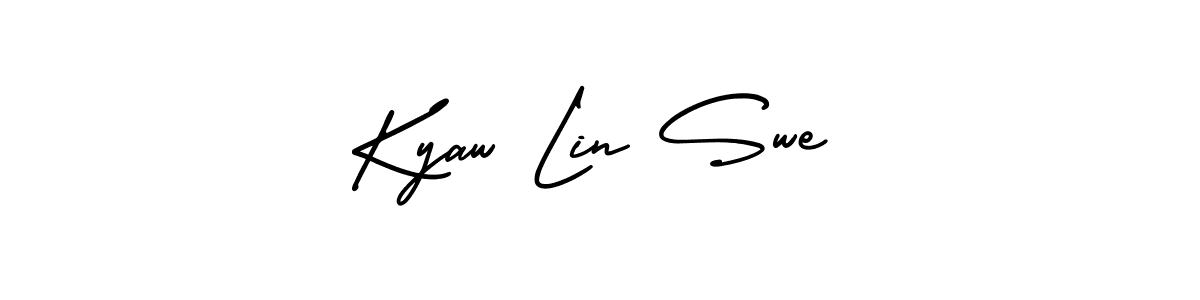 AmerikaSignatureDemo-Regular is a professional signature style that is perfect for those who want to add a touch of class to their signature. It is also a great choice for those who want to make their signature more unique. Get Kyaw Lin Swe name to fancy signature for free. Kyaw Lin Swe signature style 3 images and pictures png