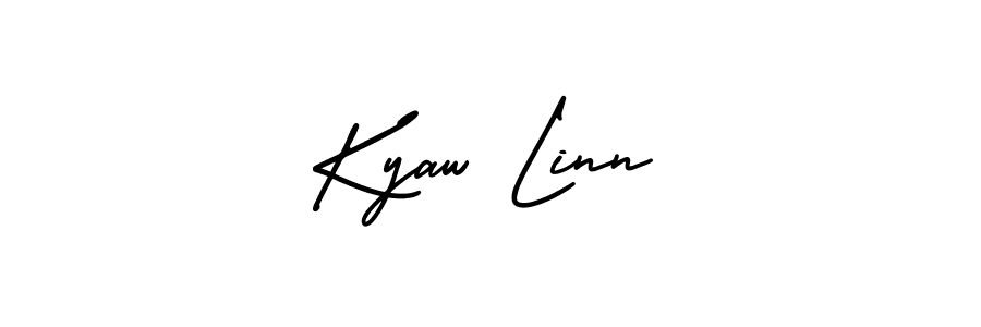 You should practise on your own different ways (AmerikaSignatureDemo-Regular) to write your name (Kyaw Linn) in signature. don't let someone else do it for you. Kyaw Linn signature style 3 images and pictures png