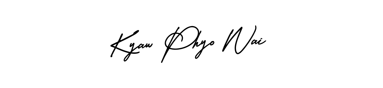 This is the best signature style for the Kyaw Phyo Wai name. Also you like these signature font (AmerikaSignatureDemo-Regular). Mix name signature. Kyaw Phyo Wai signature style 3 images and pictures png