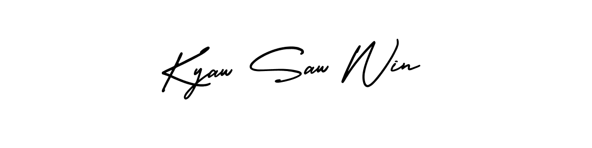 The best way (AmerikaSignatureDemo-Regular) to make a short signature is to pick only two or three words in your name. The name Kyaw Saw Win include a total of six letters. For converting this name. Kyaw Saw Win signature style 3 images and pictures png