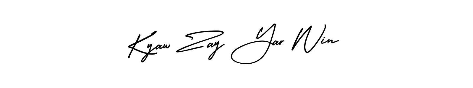 Similarly AmerikaSignatureDemo-Regular is the best handwritten signature design. Signature creator online .You can use it as an online autograph creator for name Kyaw Zay Yar Win. Kyaw Zay Yar Win signature style 3 images and pictures png