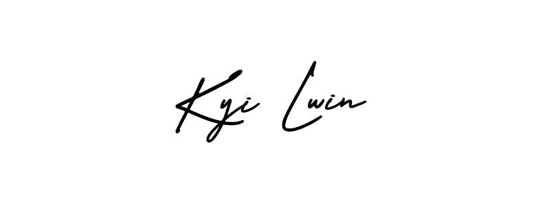 This is the best signature style for the Kyi Lwin name. Also you like these signature font (AmerikaSignatureDemo-Regular). Mix name signature. Kyi Lwin signature style 3 images and pictures png