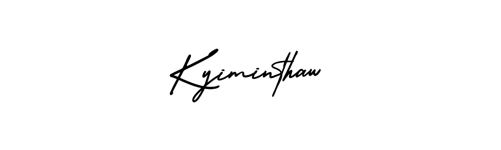 The best way (AmerikaSignatureDemo-Regular) to make a short signature is to pick only two or three words in your name. The name Kyiminthaw include a total of six letters. For converting this name. Kyiminthaw signature style 3 images and pictures png