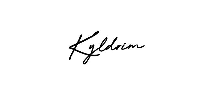 You should practise on your own different ways (AmerikaSignatureDemo-Regular) to write your name (Kyldrim) in signature. don't let someone else do it for you. Kyldrim signature style 3 images and pictures png