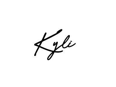 You should practise on your own different ways (AmerikaSignatureDemo-Regular) to write your name (Kyli) in signature. don't let someone else do it for you. Kyli signature style 3 images and pictures png