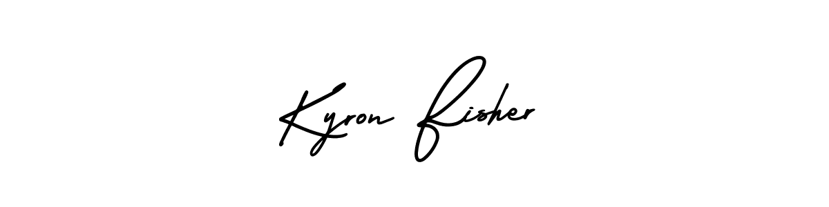 This is the best signature style for the Kyron Fisher name. Also you like these signature font (AmerikaSignatureDemo-Regular). Mix name signature. Kyron Fisher signature style 3 images and pictures png