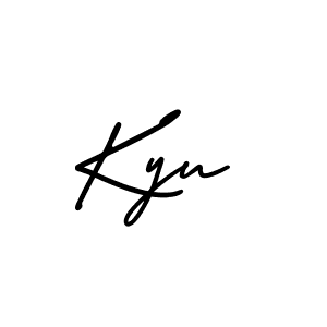 How to make Kyu name signature. Use AmerikaSignatureDemo-Regular style for creating short signs online. This is the latest handwritten sign. Kyu signature style 3 images and pictures png