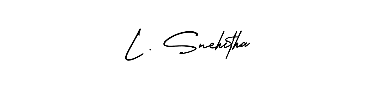 Design your own signature with our free online signature maker. With this signature software, you can create a handwritten (AmerikaSignatureDemo-Regular) signature for name L . Snehitha. L . Snehitha signature style 3 images and pictures png