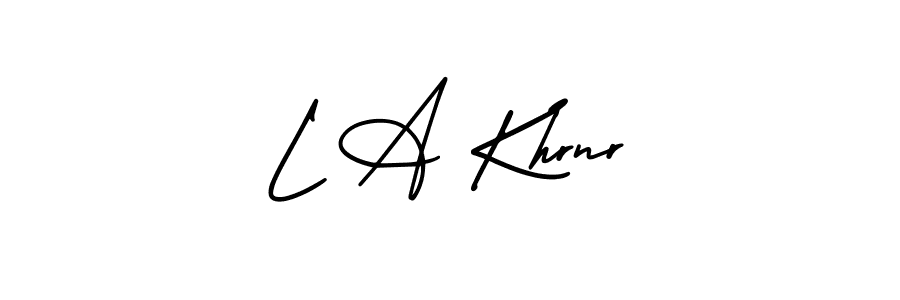 How to Draw L A Khrnr signature style? AmerikaSignatureDemo-Regular is a latest design signature styles for name L A Khrnr. L A Khrnr signature style 3 images and pictures png