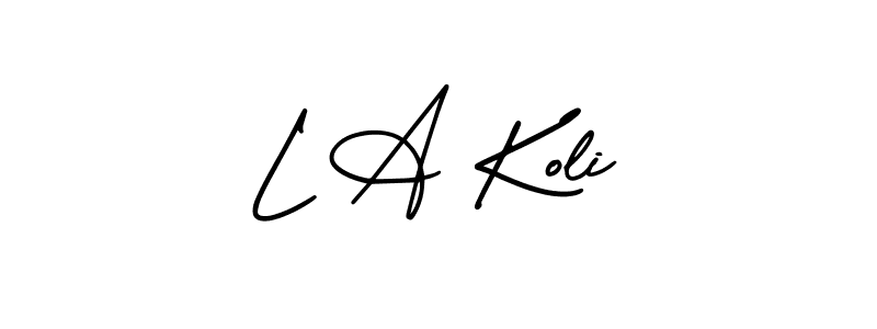 How to make L A Koli signature? AmerikaSignatureDemo-Regular is a professional autograph style. Create handwritten signature for L A Koli name. L A Koli signature style 3 images and pictures png