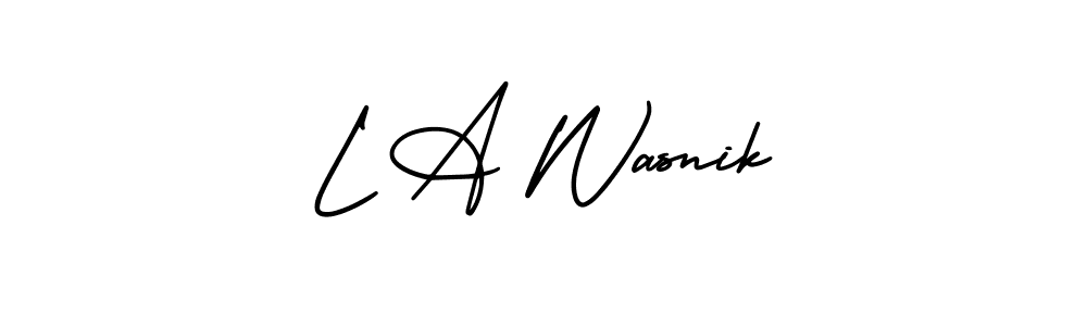 Also we have L A Wasnik name is the best signature style. Create professional handwritten signature collection using AmerikaSignatureDemo-Regular autograph style. L A Wasnik signature style 3 images and pictures png