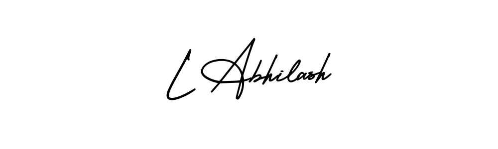 Also You can easily find your signature by using the search form. We will create L Abhilash name handwritten signature images for you free of cost using AmerikaSignatureDemo-Regular sign style. L Abhilash signature style 3 images and pictures png