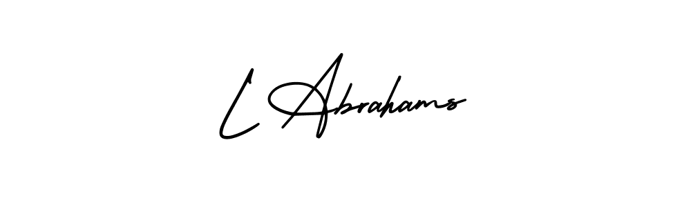 How to make L Abrahams name signature. Use AmerikaSignatureDemo-Regular style for creating short signs online. This is the latest handwritten sign. L Abrahams signature style 3 images and pictures png