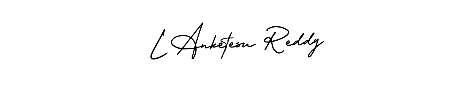 The best way (AmerikaSignatureDemo-Regular) to make a short signature is to pick only two or three words in your name. The name L Anketesu Reddy include a total of six letters. For converting this name. L Anketesu Reddy signature style 3 images and pictures png