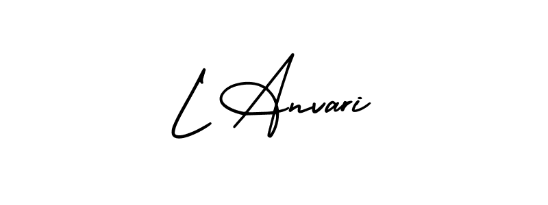 The best way (AmerikaSignatureDemo-Regular) to make a short signature is to pick only two or three words in your name. The name L Anvari include a total of six letters. For converting this name. L Anvari signature style 3 images and pictures png