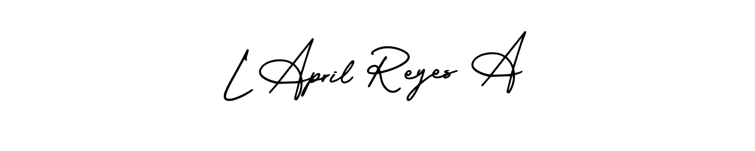 Use a signature maker to create a handwritten signature online. With this signature software, you can design (AmerikaSignatureDemo-Regular) your own signature for name L April Reyes A. L April Reyes A signature style 3 images and pictures png